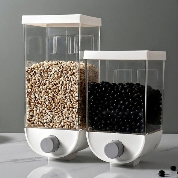 Dispenser/Dozator de cereale pentru bucatarie, cu buton dozaj, capacitate 1.5 Kg