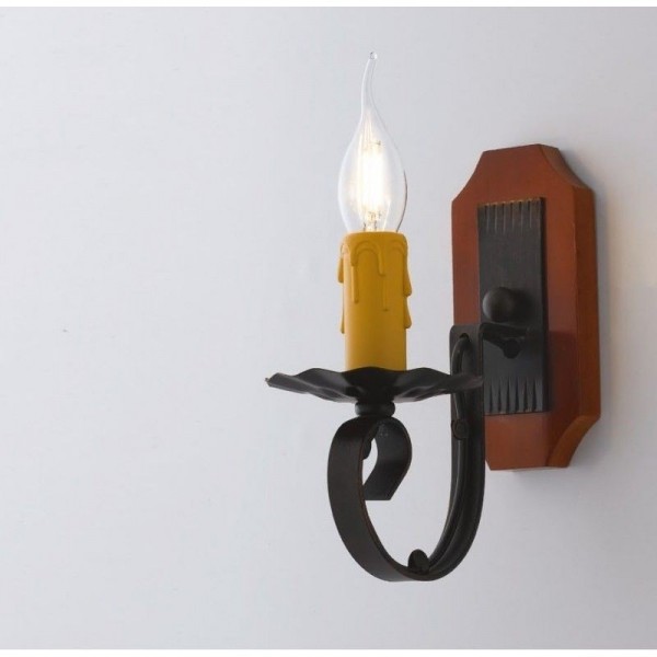 Aplica de perete stil rustic metal/lemn Rustico