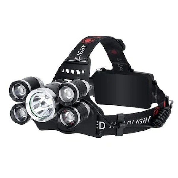 Lanterna de Cap cu 5 LED-uri , 30W , 8000 Lumeni Acumulator