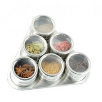 Set condimente 6 recipiente cu suport magnetic
