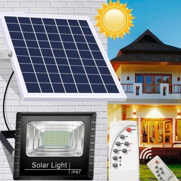 Proiector LED exterior 100W cu panou solar, telecomanda cu functii multiple