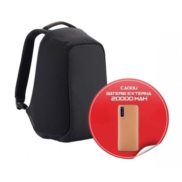Pachet promotional Rucsac anti-furt cu port USB si Baterie externa 20000 mAh cadou
